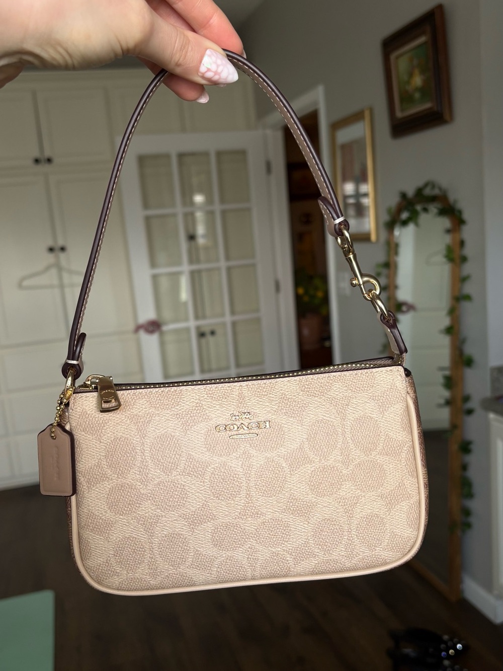 Coach Nolita 19, Blocked Signature Canvas Gold/Sand/Tan